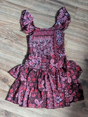 Zunie Girls Burgundy and Red Floral Dress Sz 7